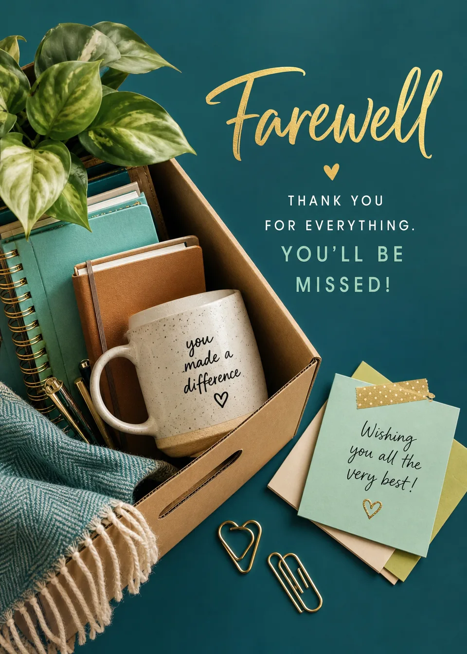 Leaving and goodbye cards for people moving on. Invite everyone to add their own messages and make it personal.